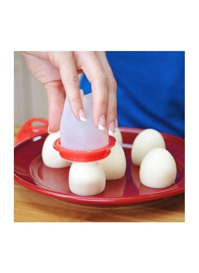 NIBEMINENT - 6-Piece Silicone Boil Egg Container Mold White/Red - Image 1
