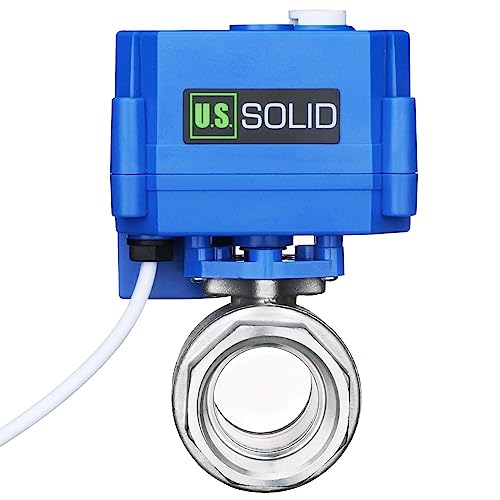 U.S. Solid Motorized Ball Valve- 1" Stainless Steel Electrical Ball Valve with Manual Function, Full Port, 9-24V AC/DC and 3-wire 1-point-control Positive Break Setup - Image 1