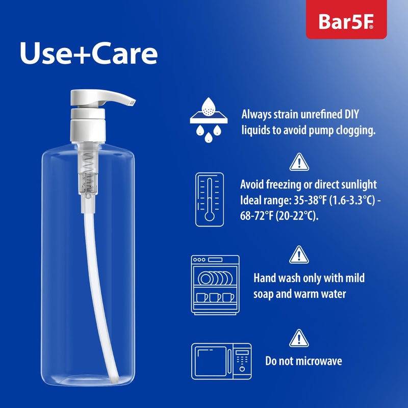 Bar5F Bar5F Pump Bottle 32-Ounce 1-Liter Empty for Shampoo Conditioner Body Wash Lotion BPA-Free Crystal-Clear  - Image 5