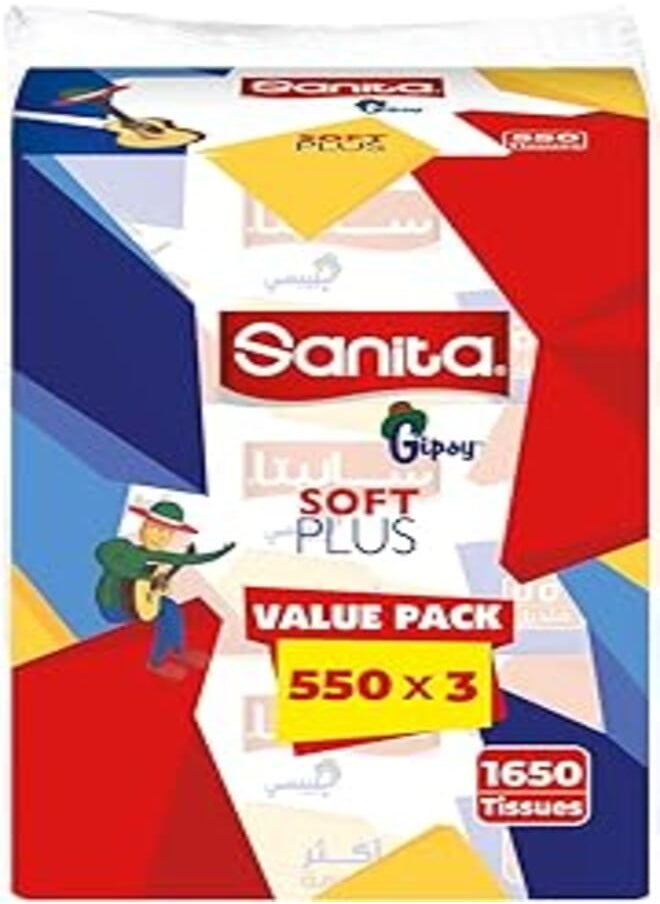 Sanita Sanita Gipsy 550 sheet Soft Facial Tissues Set of 3 