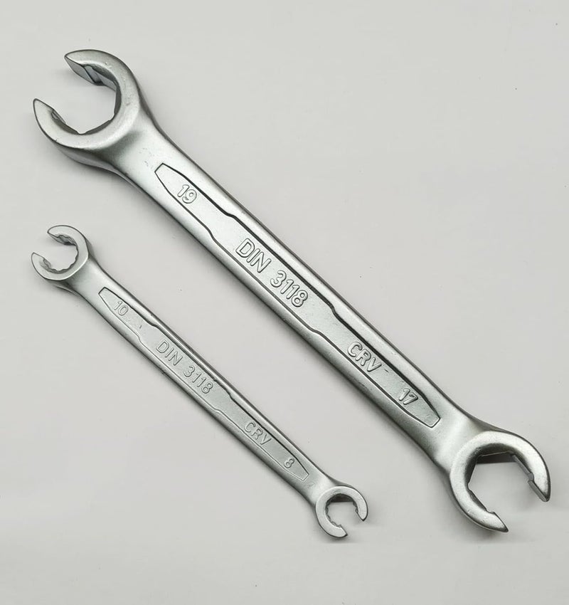 4 NEX 8x10 mm + 17x19 mm Heavy Duty Hardened and Tempered Double Sided Flare Nut Spanner (Pack of 2) - Image 1