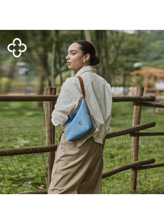 Cassile Bucket Bag For Women, Denim Fabric, Commuter Style, Large Capacity, Light Luxury Crossbody Bag, Birthday Gift - Image 3
