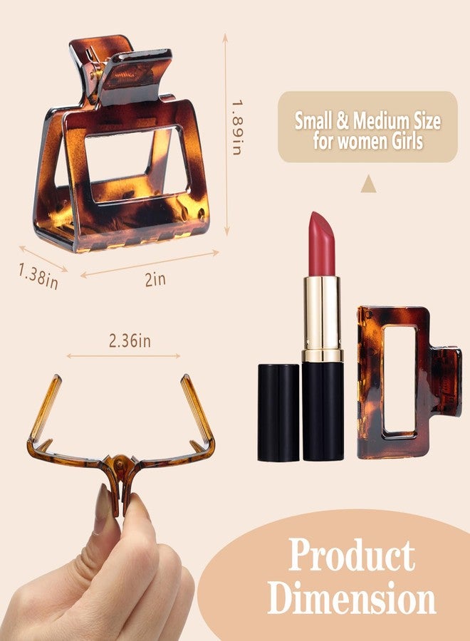 Auseibeely 6 PCS Rectangle Medium Hair Clips, Small Claw Clip for Women & Girls, Tortoise Shell Hair Claw Clips, Non-Slip Leopard Print Jaw Clips- Ideal for Thin, Medium & Fine Hair - Image 2