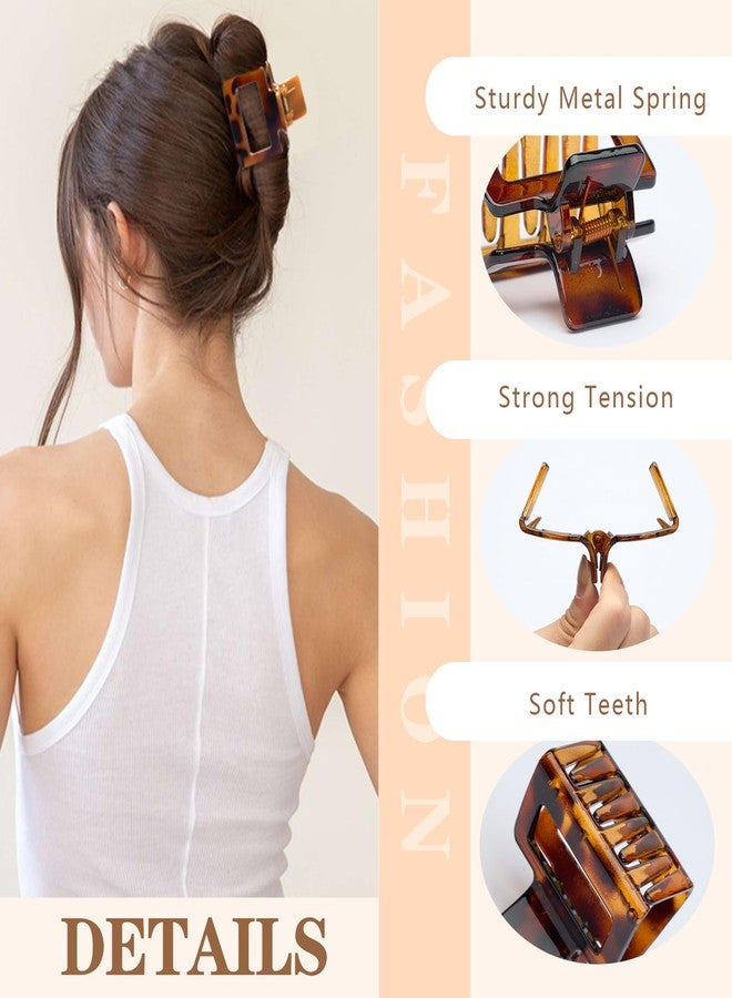 Auseibeely 6 PCS Rectangle Medium Hair Clips, Small Claw Clip for Women & Girls, Tortoise Shell Hair Claw Clips, Non-Slip Leopard Print Jaw Clips- Ideal for Thin, Medium & Fine Hair - Image 3