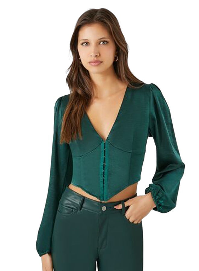 FOREVER 21 بلوزة قصيرة من الساتان - Image 1