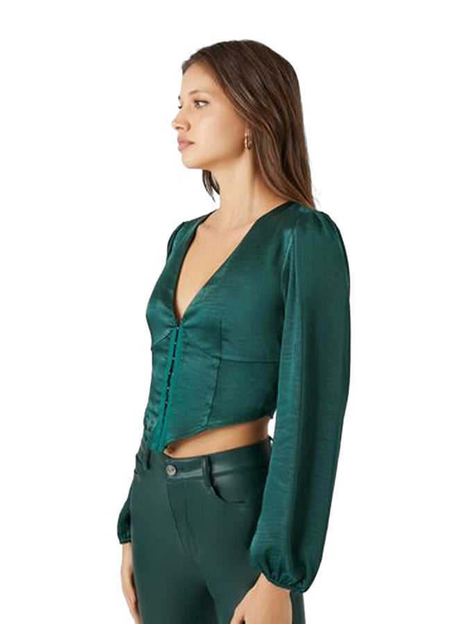 FOREVER 21 بلوزة قصيرة من الساتان - Image 2