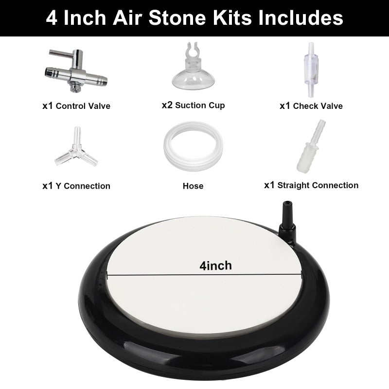 hygger Aquarium Air Stone, Bubble Stone Fish Tank Oxygen Ultra Silent Deep Dissolving Oxygen Diffuser Kit for Aquarium Fish Tank and Hydroponic - Image 3