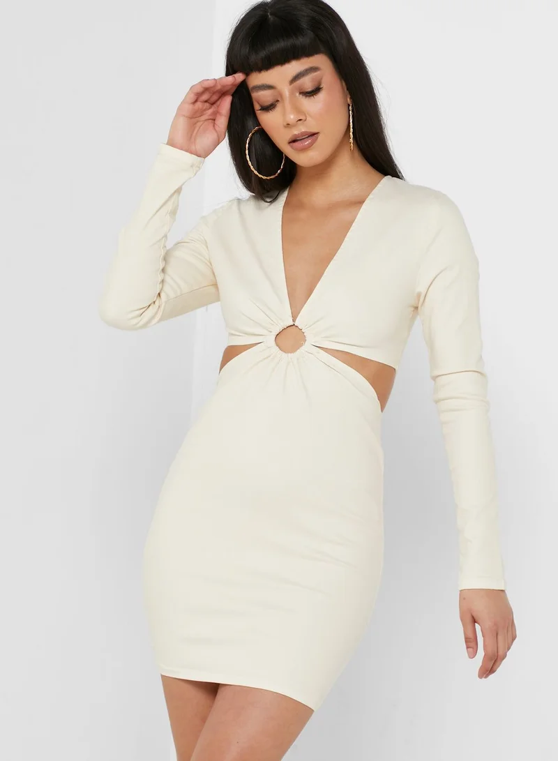 Miss Pap Plunge Neck Cut Out Detail Dress