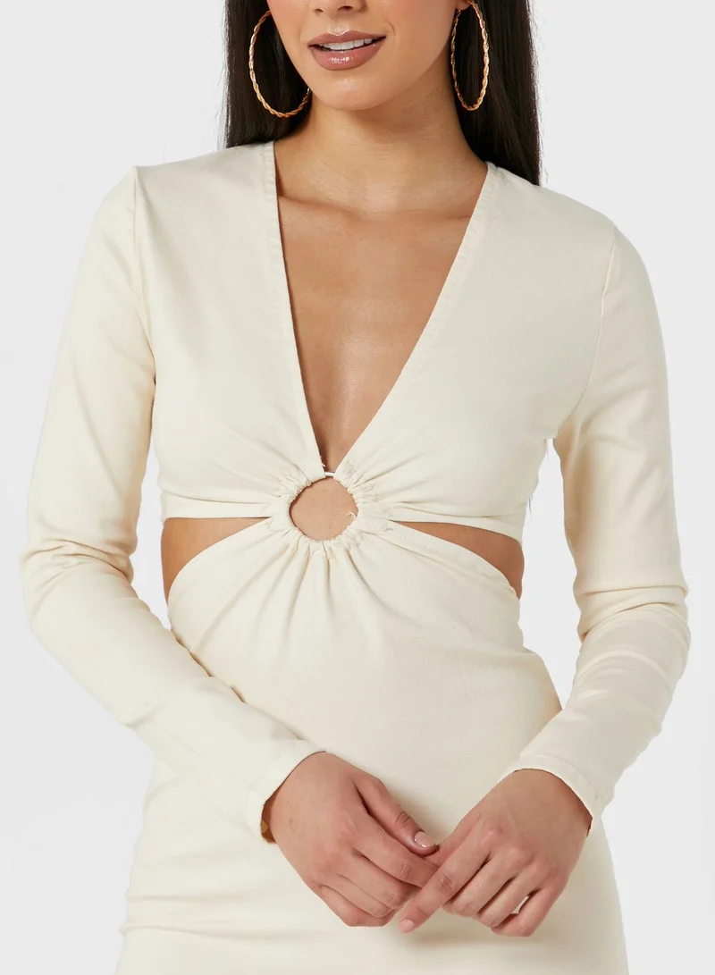 Miss Pap Plunge Neck Cut Out Detail Dress