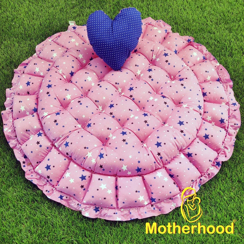 MOTHERHOOD MOTHERHOOD Round Baby Tub Bed and 1 Pc HeartShaped Pillow Big Size Luxury Mattress Sleeper Bedding Set Safe Cotton Fabric with RFilled UltraSoft Comfortable for Newborn Pink - Image 4
