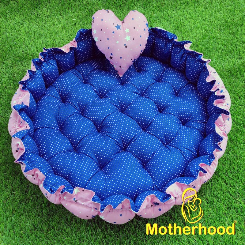 MOTHERHOOD MOTHERHOOD Round Baby Tub Bed and 1 Pc HeartShaped Pillow Big Size Luxury Mattress Sleeper Bedding Set Safe Cotton Fabric with RFilled UltraSoft Comfortable for Newborn Pink - Image 2