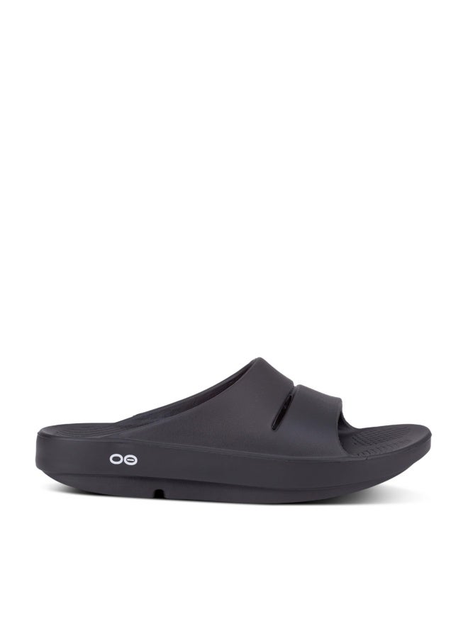 OOFOS OOahh Recovery Slide, Black - Womenâ€™s Size 10, Menâ€™s Size 8 - Image 1