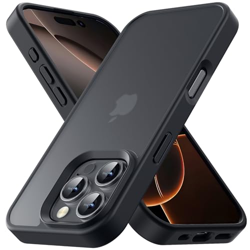 Yriklso for iPhone 16 Pro Max Phone Case Shockproof for iPhone 16 Pro Max Case Military Grade Drop Protection Protective Hard Back Slim Translucent Cover Black - Image 1