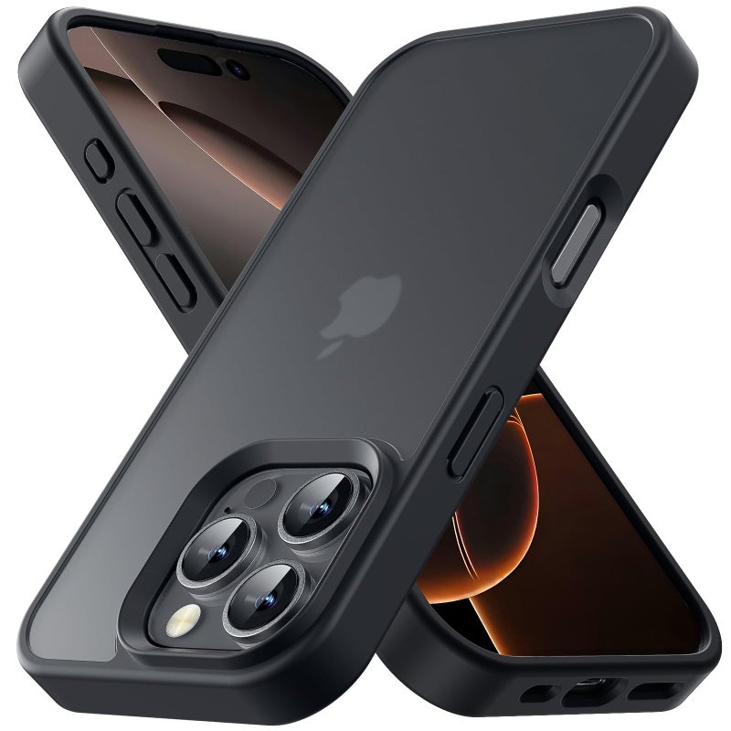 Yriklso for iPhone 16 Pro Max Phone Case Shockproof for iPhone 16 Pro Max Case Military Grade Drop Protection Protective Hard Back Slim Translucent Cover Black - Image 2