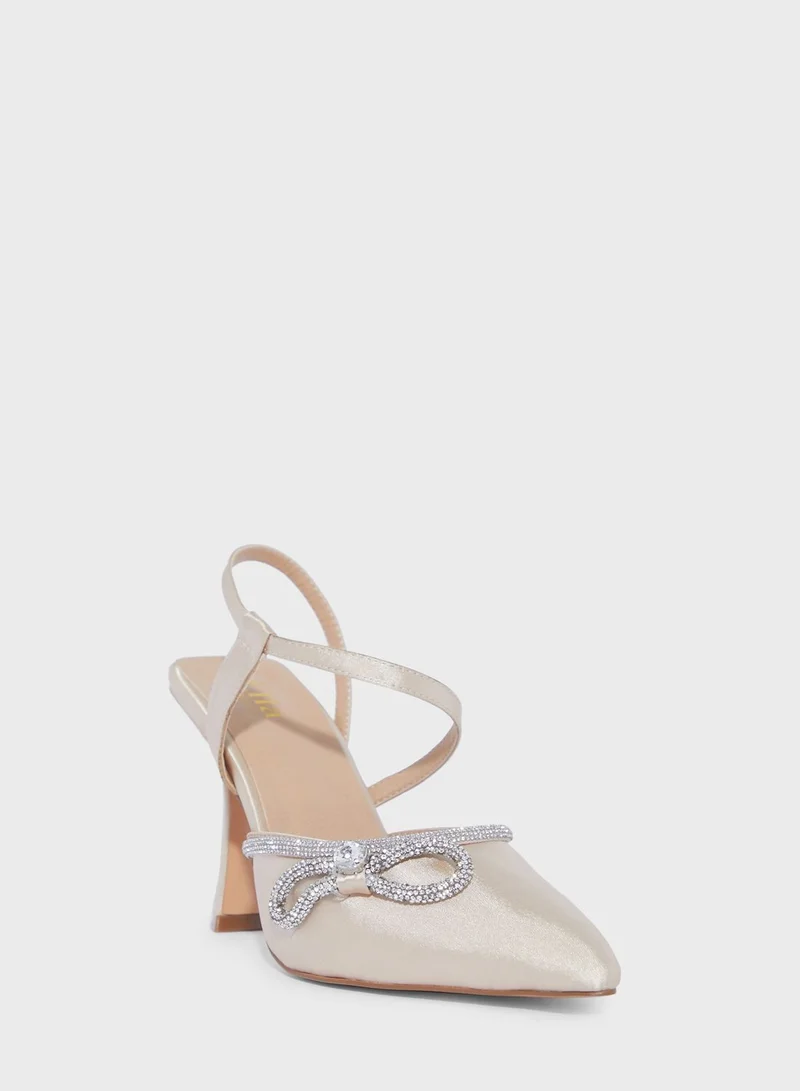Ella Limited Edition Flare Heel Pump With Bow