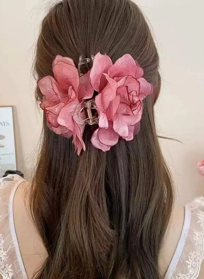Dark Pink Flower Hair Clip