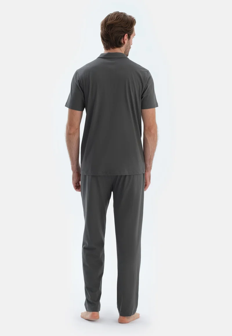 dagi Animal Print Regular/Classic Fit Shirt & Trousers Pajama Sets Spread Collar Cotton Blend Sleepwear