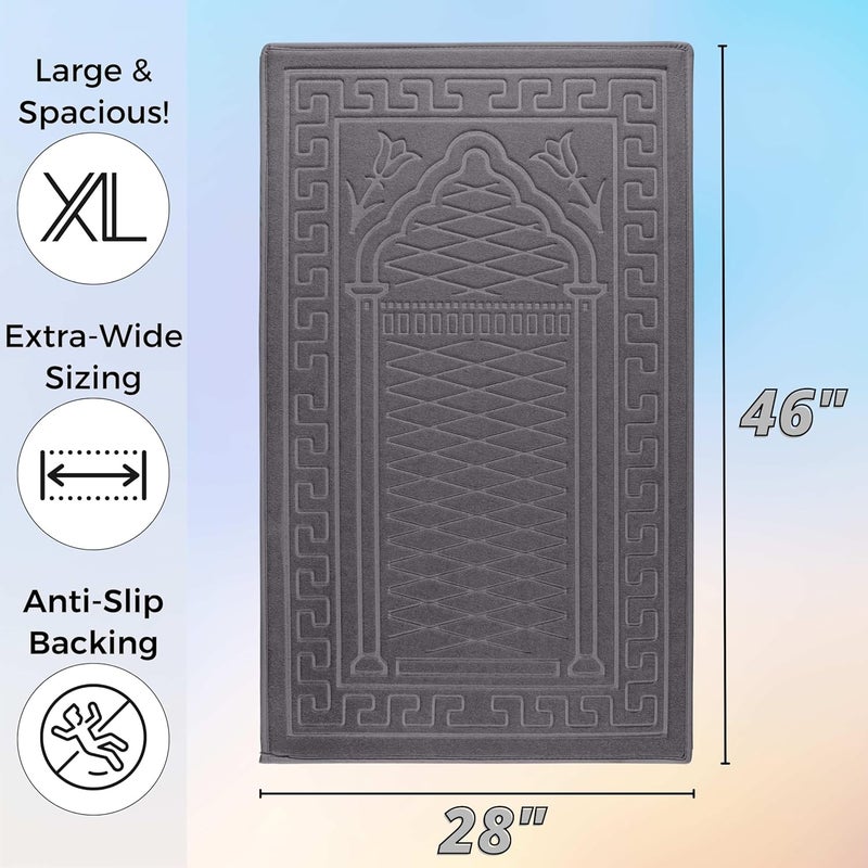 Sacred Artisans Prayer Mat with Thick, Padded, Plush Foam | Soft Velvet Muslim Prayer Rug for Salah & Islamic Gift for Ramadan, Eid, Hajj or Travel (Sage Grey) - Image 3