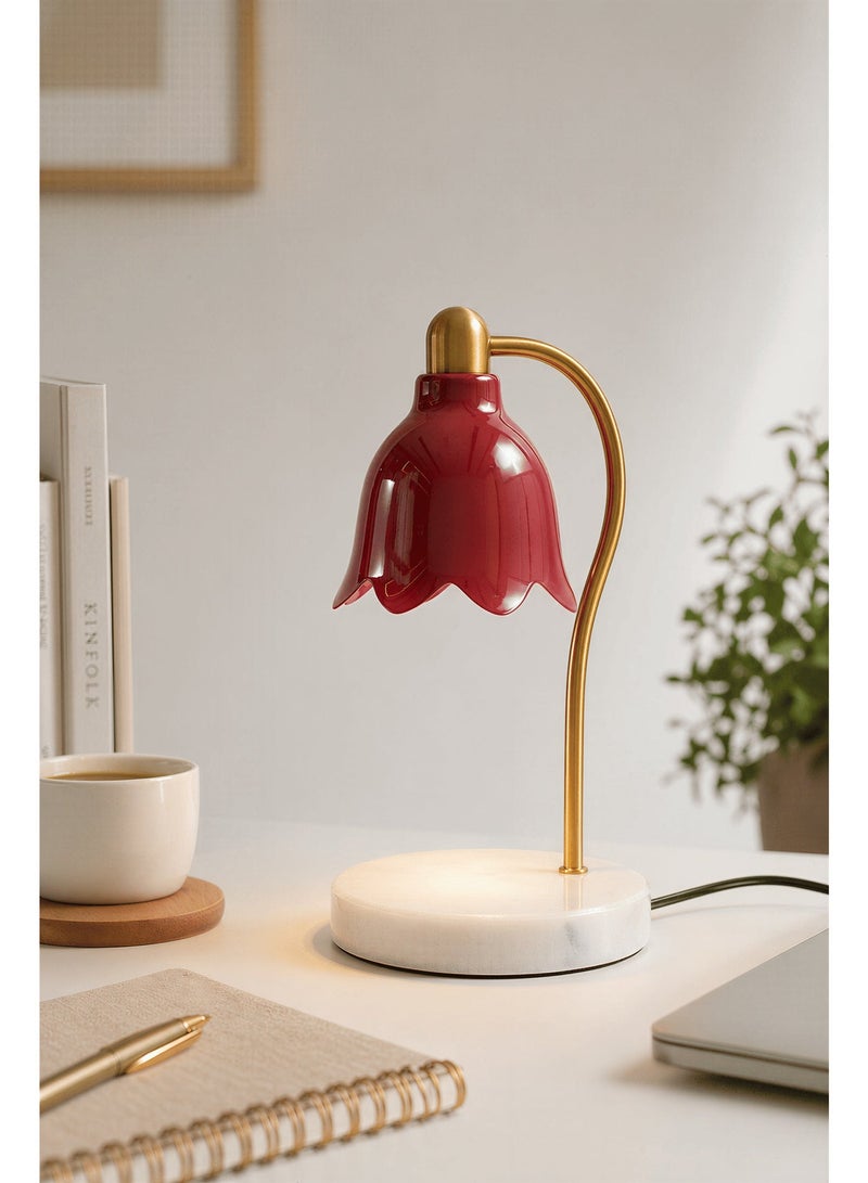 Korean Romantic Lily of the Valley Candle Melting Lamp, Dimmable Wax Warmer Table Lamp, Ins Style Bedroom Night Light Candle Heater for Home Office Decor, Adjustable Brightness Melted Wax Lamp for Relaxation & Gift - Image 1