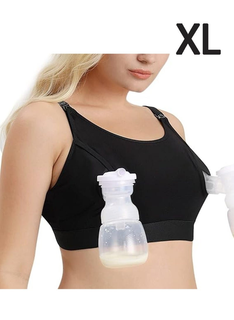 LLASIDO Hands Free Pumping Bra, Breast Pump Bra, Adjustable for Holding Breast Pumps, Pumping & Nursing Bra in One XL - Image 1