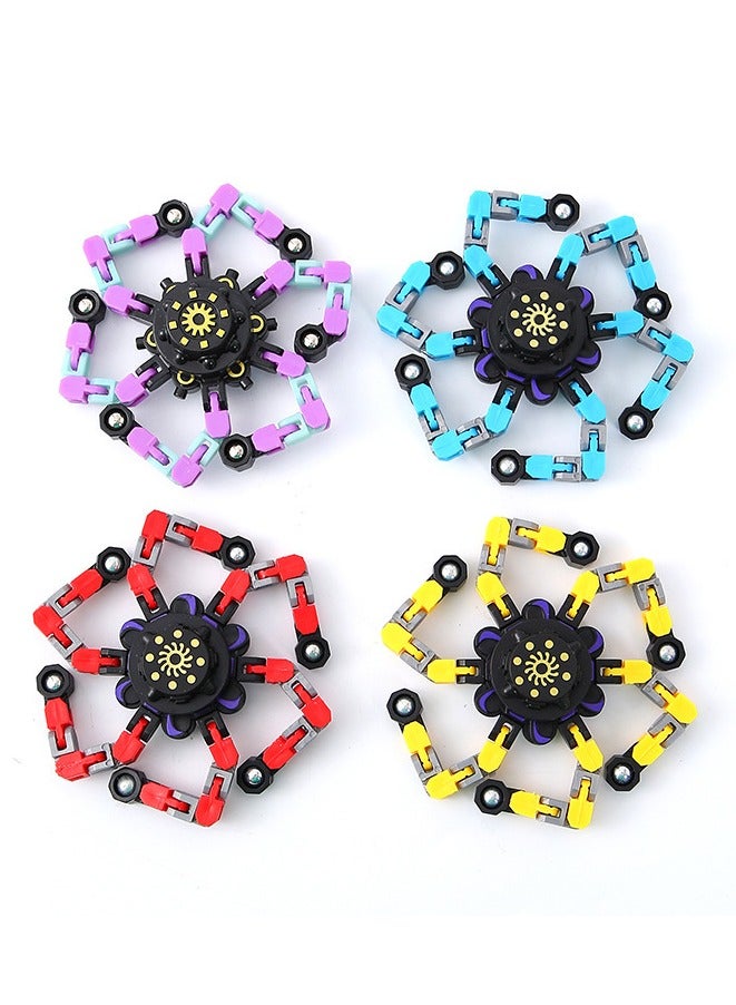 4-Pack Robot Transforming Fidget Spinner - Stress Relief Sensory Toy for Kids & Adults , Durable Transforming Mechanical Design  - Image 2