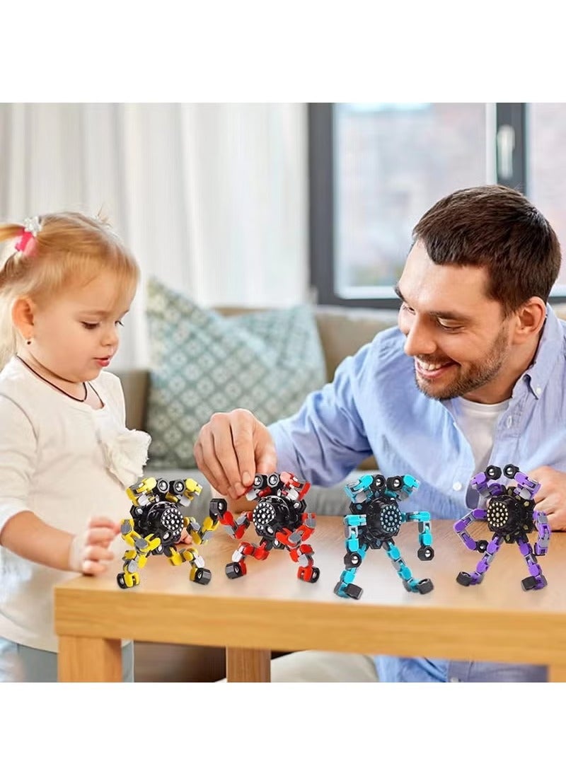 4-Pack Robot Transforming Fidget Spinner - Stress Relief Sensory Toy for Kids & Adults , Durable Transforming Mechanical Design  - Image 3