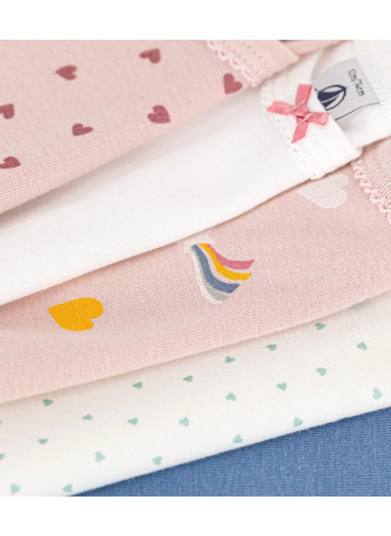 Petit Bateau Babies' long-sleeved star and flower patterned bodysuits - 5-pack