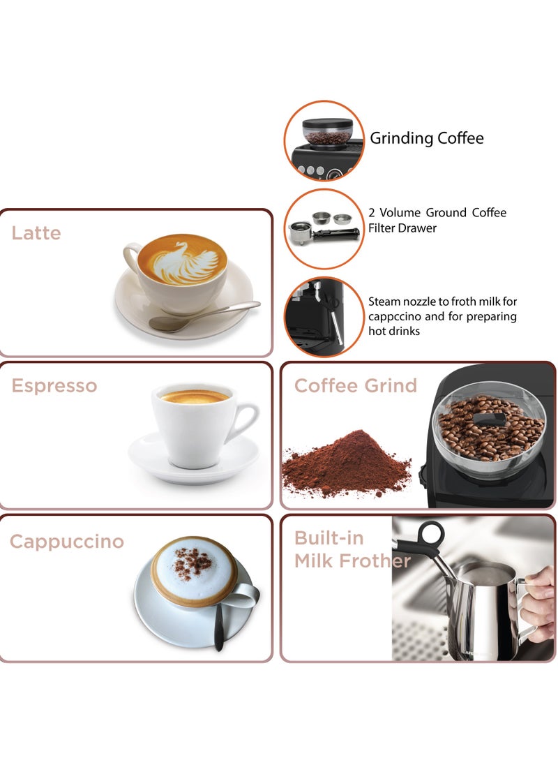 StarSat - PrecisionGrind Espresso Master AC-517EA: 4-In-1 Coffee Solution With Grinding, Brewing, Cappuccino, And Latte Preparation For Ultimate Convenience And Aroma - Image 1