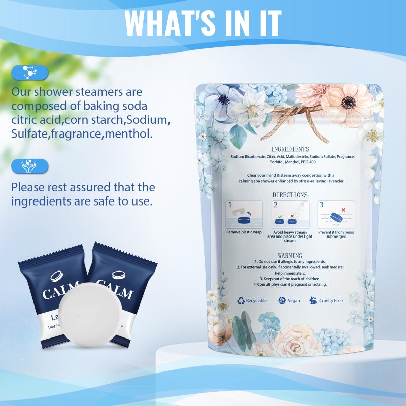 TranquilBliss Shower Steamers-15 Pack Shower Bombs with Lavender Scent, Self-Care Presents for Women Who Have Everything, Relaxation Birthday Presents for Women, Valentines Day Presents for Her - Image 4
