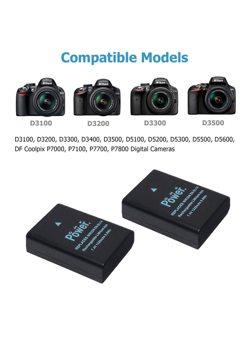 DMK Power ENEL-14 2 pack Battery and 2pc Battery case Compatible with NIKON D3100 D3200 D5100 D5200 D5300 COOLPIX P7800 P7700 Camera etc EN-EL14 - Image 2