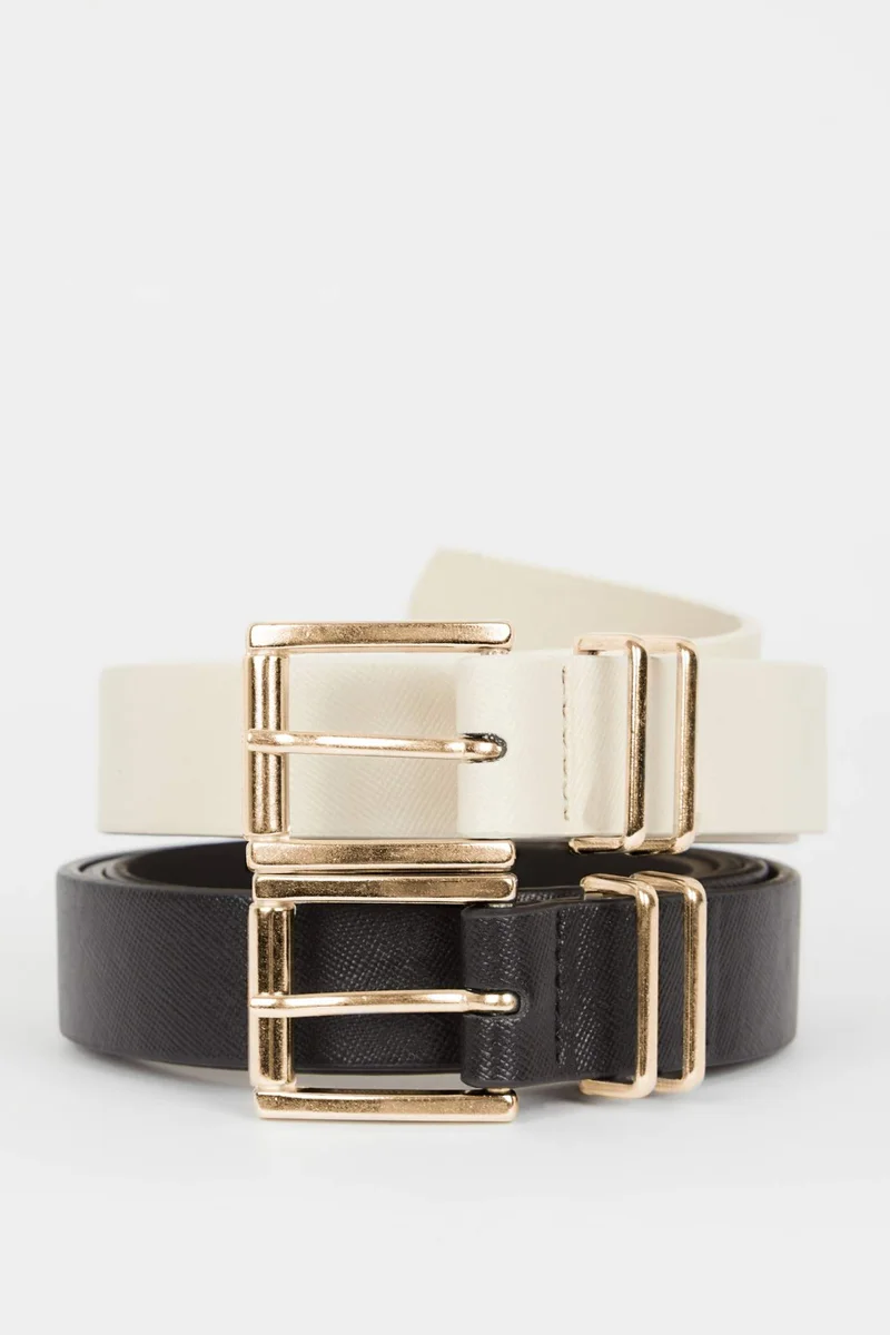 ديفاكتو Women Faux Leather 2-Pack Dress Belt