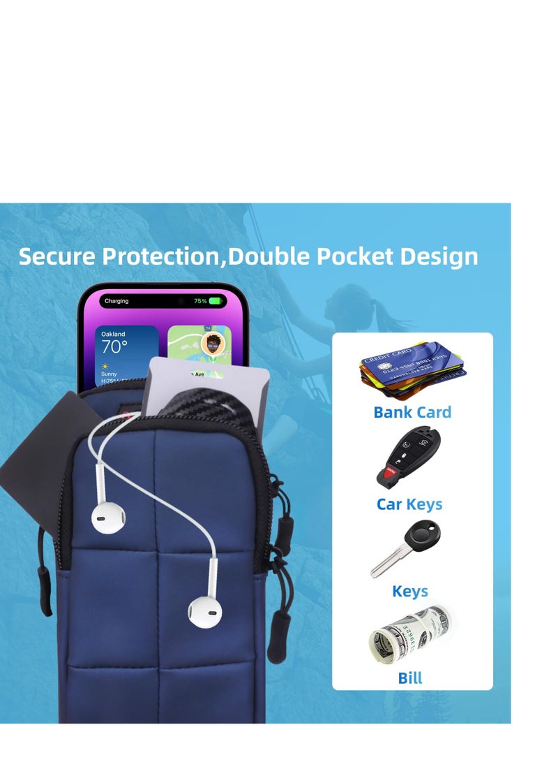 Arm Bands for Workout, Phone Armband Sweatproof Workout Phone Holder, Water Bottle Pouch for Stanley Cup, Cup Pouch Bag, Use for Running, Walking, Hiking for Women and Men(Blue) - Image 3