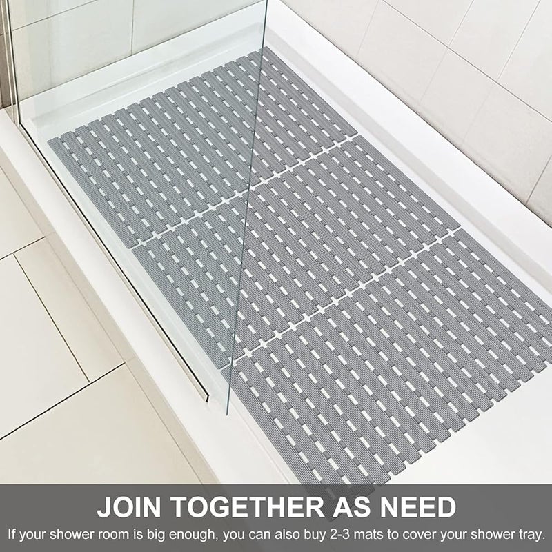 Non-Slip Bathtub Mat with Drain Holes - Bathtub Mat 70cm*40cm - Practical and Easy to Clean - Cuttable and Adjustable - Anti-Bacteria - Non-Slip - 118 for Increased Stability (Gray) - Image 5