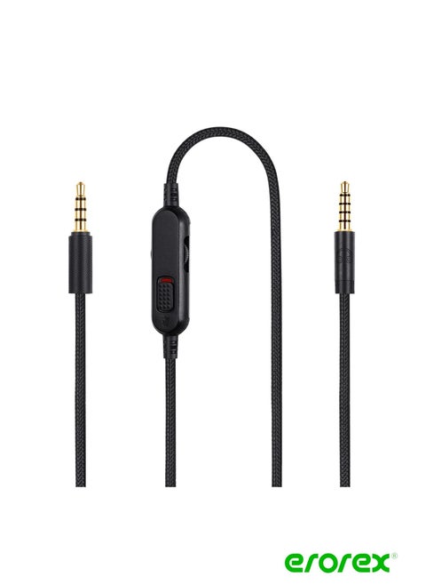G Pro Cord, Detachable Gaming Headset Cable Replacement for Logitech G Pro X Wired, 3.5mm(1/8") Nylon Braided Wire with Inline Mute Switch and Volume Controller, 6ft Long