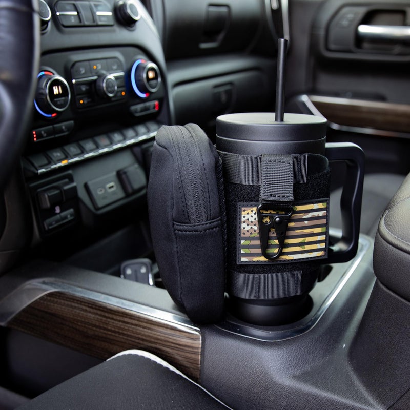 Iron Infidel Iron Infidel Tactical Tumbler with Straw Lid - 40oz Insulated Tumbler for Men & Women that Fits Car Cup Holder with Rugged Sleeve to Store Keys  Wallet & Phone - Stealth Black  - Image 5