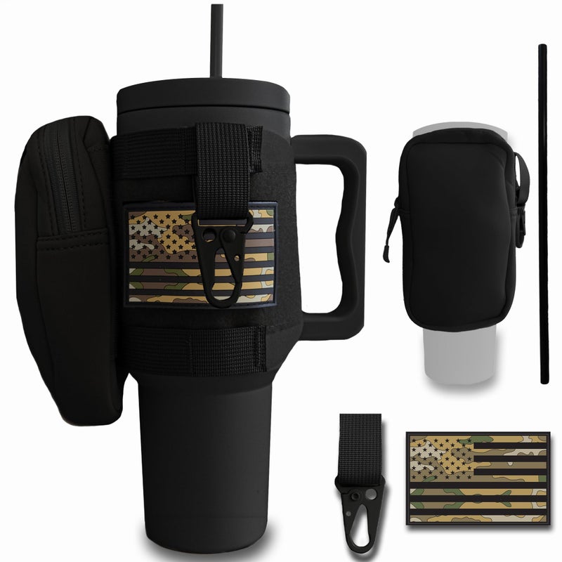 Iron Infidel Iron Infidel Tactical Tumbler with Straw Lid - 40oz Insulated Tumbler for Men & Women that Fits Car Cup Holder with Rugged Sleeve to Store Keys  Wallet & Phone - Stealth Black  - Image 1