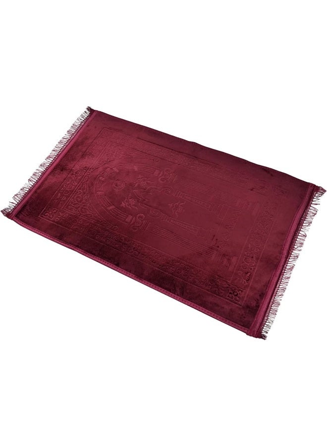 HOME DWELL Premium Velvet Prayer Mat - Red - Image 1