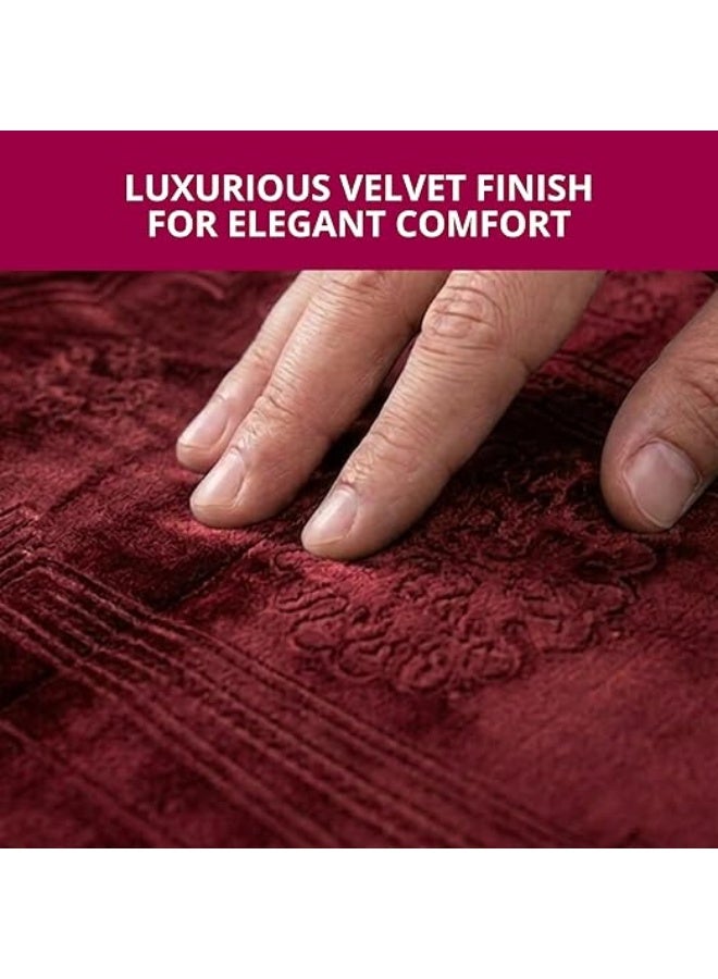 HOME DWELL Premium Velvet Prayer Mat - Red - Image 5