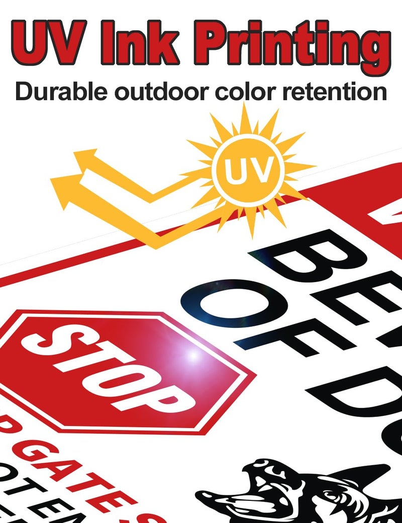Multiwins 2 Pack Beware of Dog Signs, 13x9.9 inch Reflective Tin Sign Beware of Dog for Fence, Do Not Enter Sign Great for Garden and Yard Wall Decor - Image 3