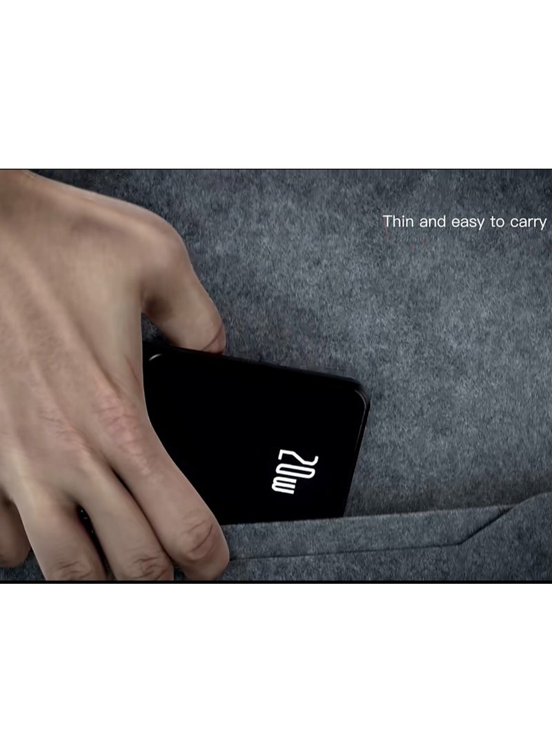 دولتري أحدث شاحن محمول 20 وات 10000 مللي أمبير في الساعة، بنك طاقة صغير، شحن لاسلكي مغناطيسي سريع، بنوك طاقة من سبائك الألومنيوم مع شاشة LED Q9-أرجواني - Image 3