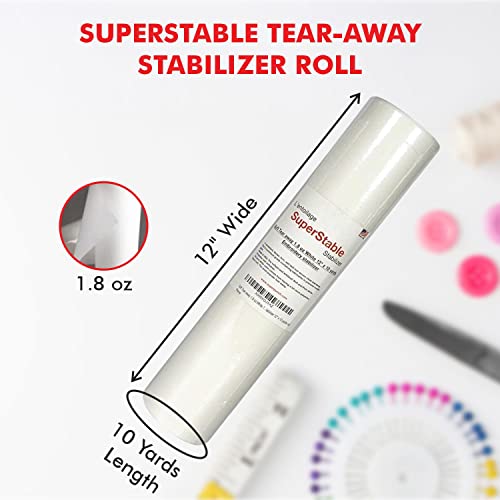 Superpunch Soft Tear Away 1.8 oz Stabilizer, Medium Weight Tearaway Stabilizer for Embroidery – 12 inch x 10 Yard Roll, Superstable Machine Stabilizers Backing for Hand Sewing, Made in USA (White) - Image 2