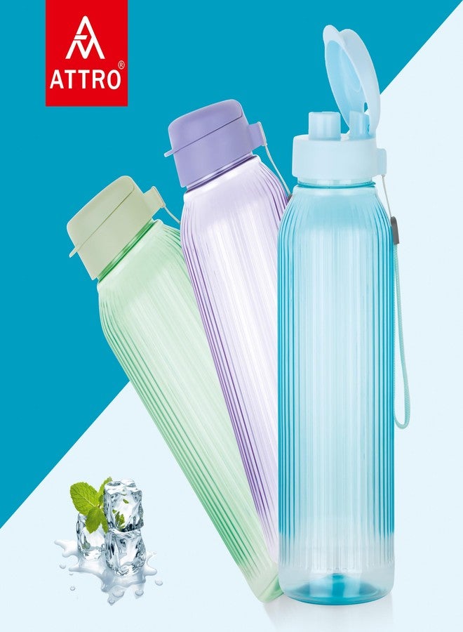 ATTRO Linear 1.5 L BPA-Free Plastic Water Bottle with Leak-Proof Flip-Top Cap, Easy to Carry Nylon Strap and Stylish Color for Daily Hydration- Blue - Image 3