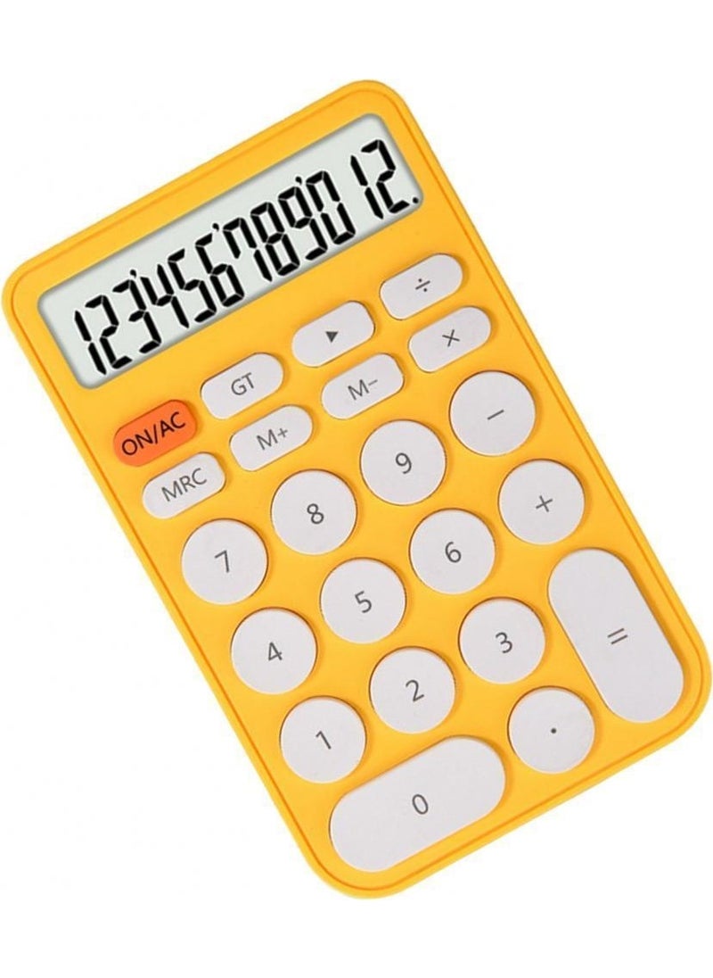 Valkyrie Junno 12 Digit Desktop Calculator with Cute Round Buttons Yellow  - Image 1