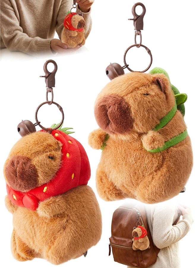 2 PCS Capybara Keychain, Capybara Keyring With Cute Necklace Design, Capybara Fidget and Plush Keyring, Plush Mini Keyrings For Daily Use - Image 1
