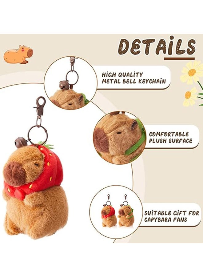 2 PCS Capybara Keychain, Capybara Keyring With Cute Necklace Design, Capybara Fidget and Plush Keyring, Plush Mini Keyrings For Daily Use - Image 3