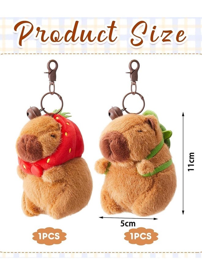 2 PCS Capybara Keychain, Capybara Keyring With Cute Necklace Design, Capybara Fidget and Plush Keyring, Plush Mini Keyrings For Daily Use - Image 2