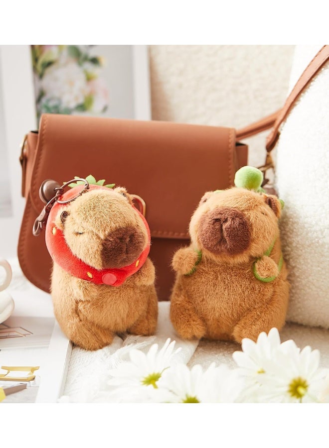 2 PCS Capybara Keychain, Capybara Keyring With Cute Necklace Design, Capybara Fidget and Plush Keyring, Plush Mini Keyrings For Daily Use - Image 5