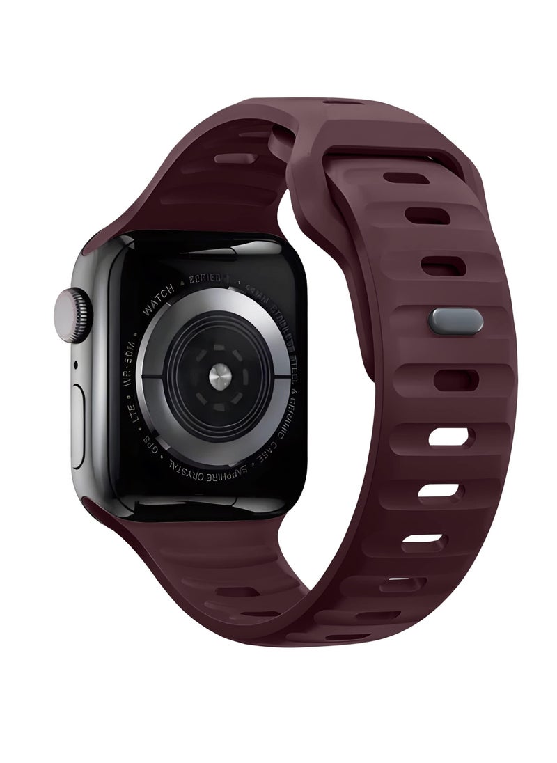 Generic - Compatible with Apple Watch Band 38mm 40mm 41mm 42mmBands for Men Women, Unique Rugged Design Silicone Wristband Strap for iWatch Series 10/9/8/7/6/5/4/3/2/1/SE 2/1 Burgundy Red - Image 1