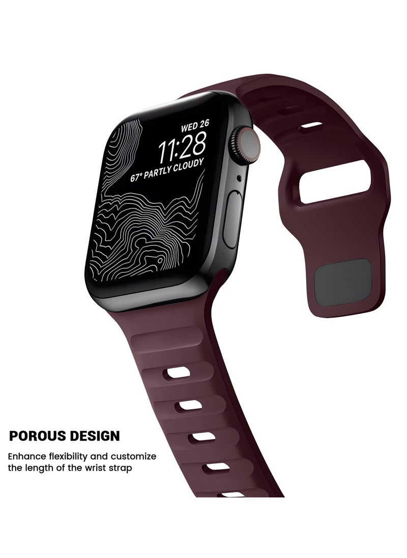 Generic - Compatible with Apple Watch Band 38mm 40mm 41mm 42mmBands for Men Women, Unique Rugged Design Silicone Wristband Strap for iWatch Series 10/9/8/7/6/5/4/3/2/1/SE 2/1 Burgundy Red - Image 1