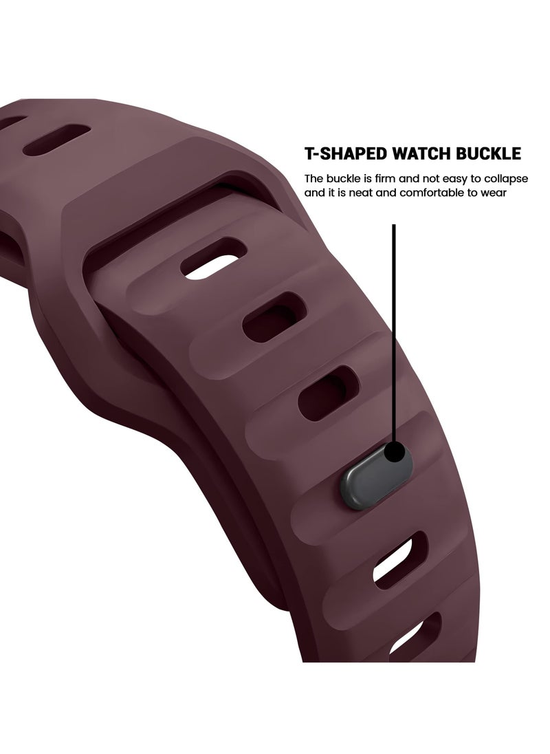Generic - Compatible with Apple Watch Band 38mm 40mm 41mm 42mmBands for Men Women, Unique Rugged Design Silicone Wristband Strap for iWatch Series 10/9/8/7/6/5/4/3/2/1/SE 2/1 Burgundy Red - Image 1